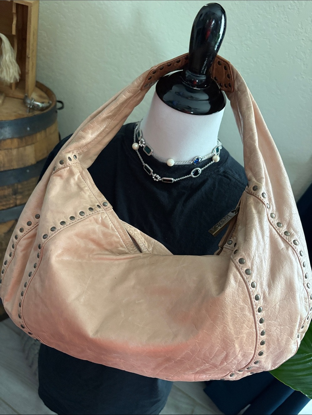 vintage Kooba "Chiara" Studded Leather Hobo Bag Y2K era